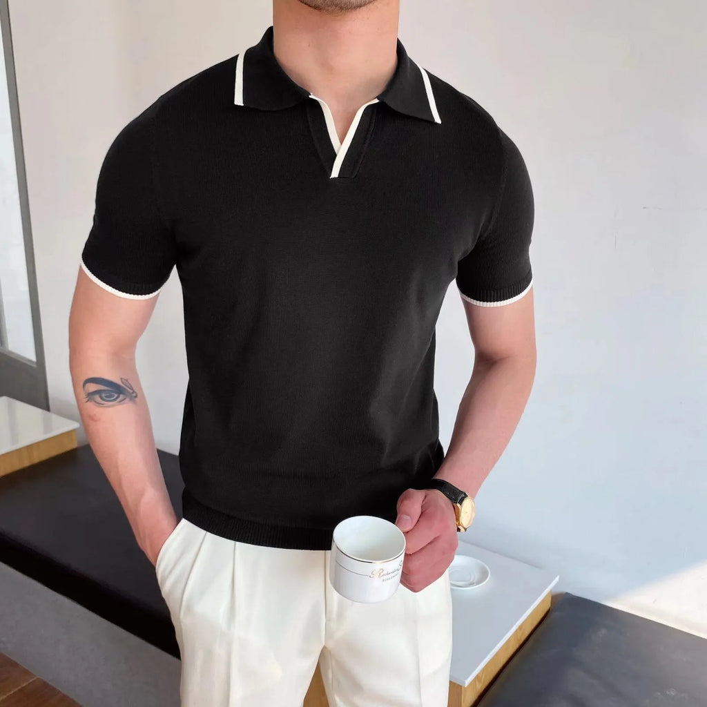 Polo V-Neck a Contrasto