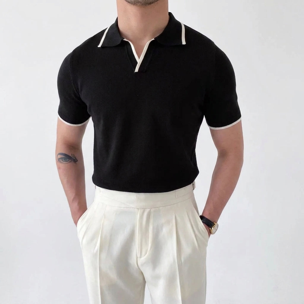 Polo V-Neck a Contrasto