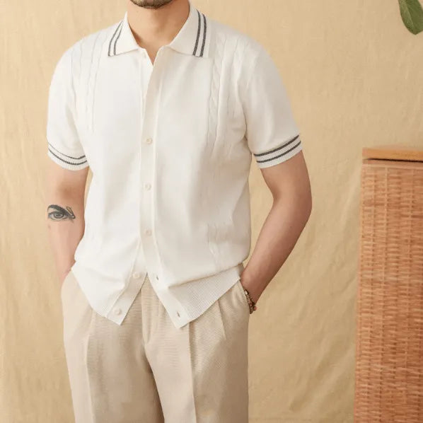 Polo Knit Righe Bottoni