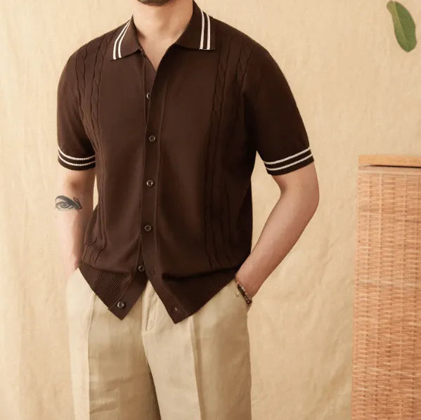 Polo Knit Righe Bottoni