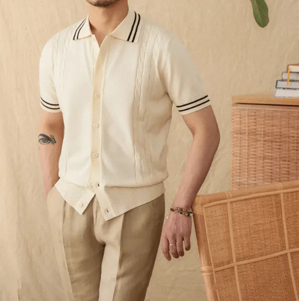 Polo Knit Righe Bottoni