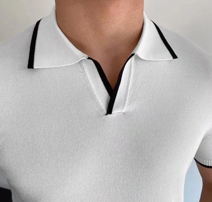 Polo V-Neck a Contrasto