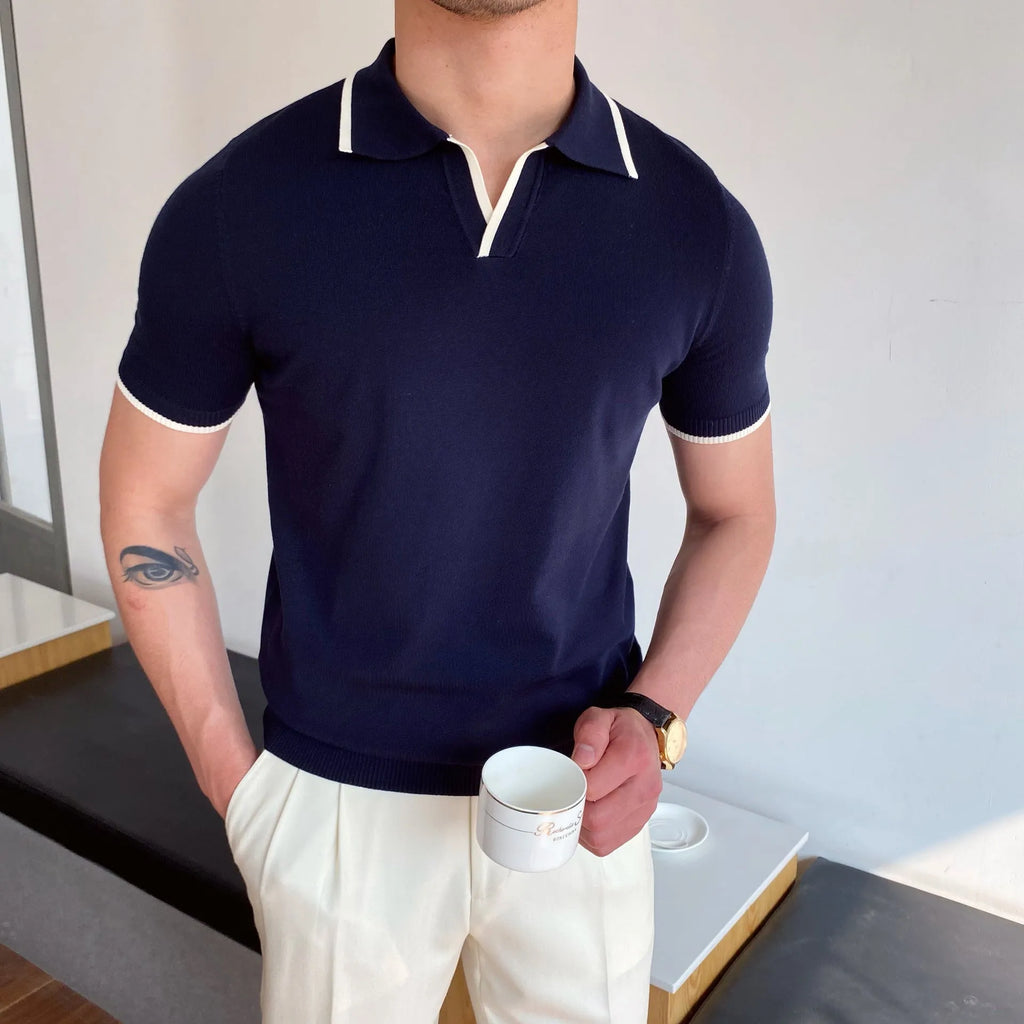 Polo V-Neck a Contrasto