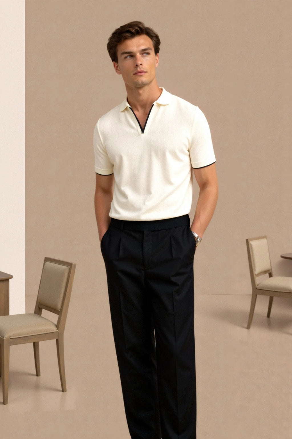 Polo V-Neck a Contrasto