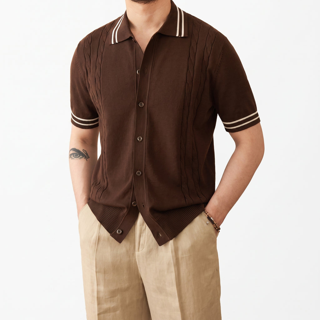Polo Knit Righe Bottoni